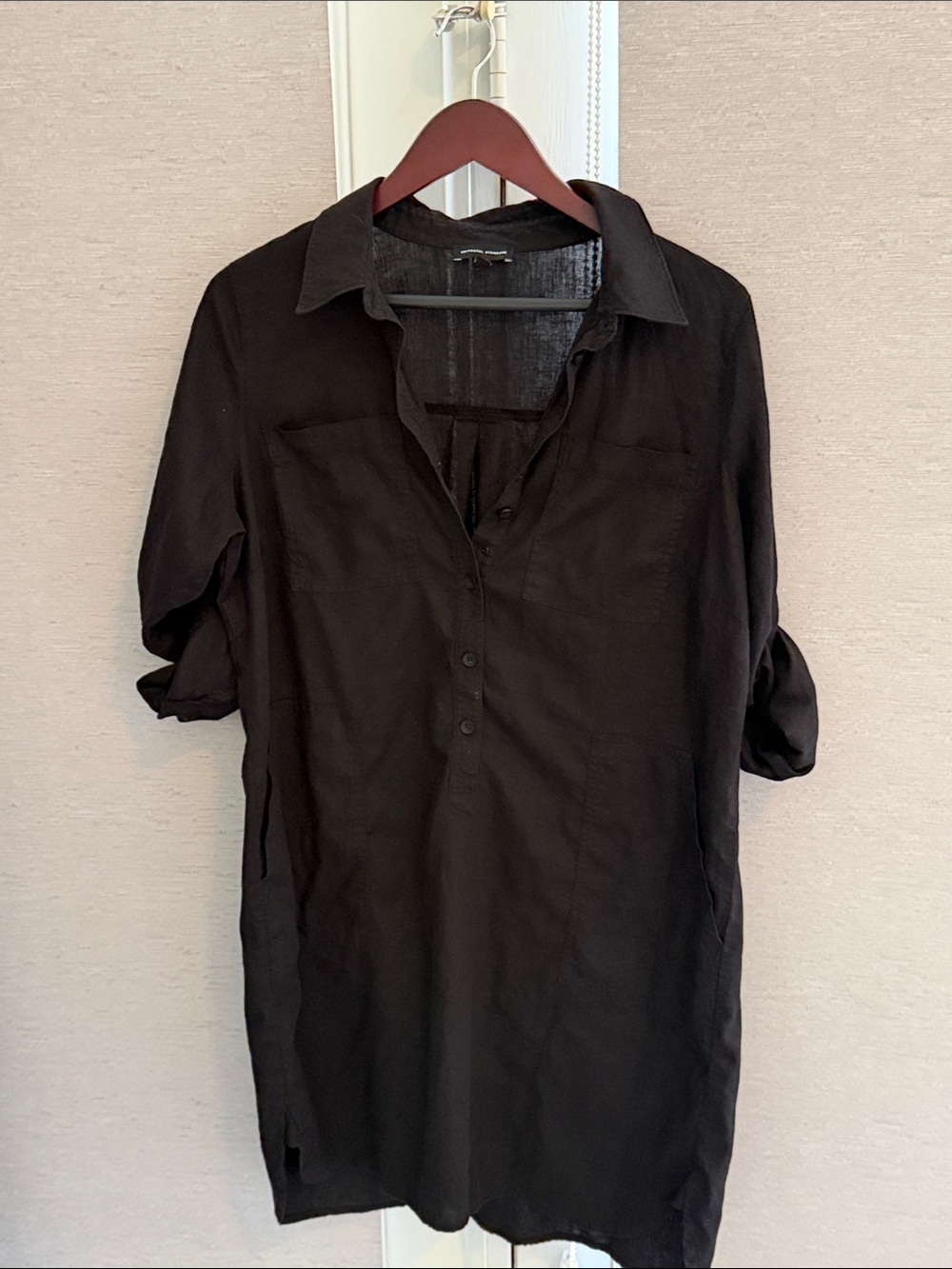 Universal Standard black linen mix shirt dress